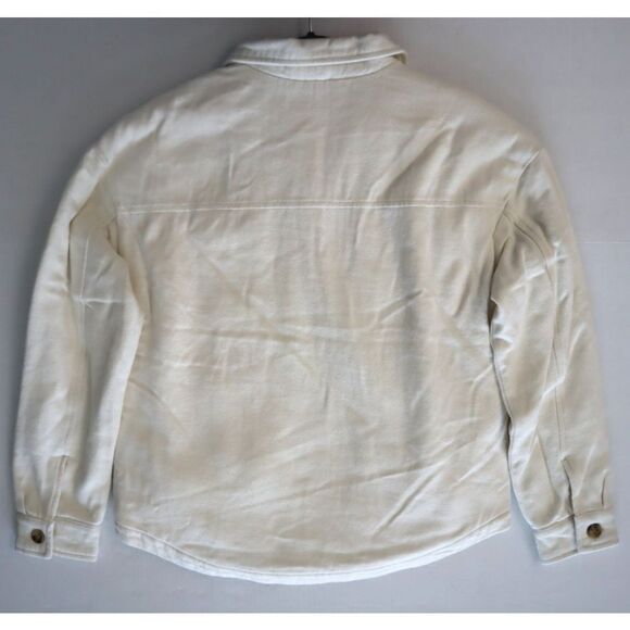 Aeropostale 9569 Women's Sz S Ivory Flannel Sherpa-Lined Shirt Jacket Shacket - Picture 10 of 10